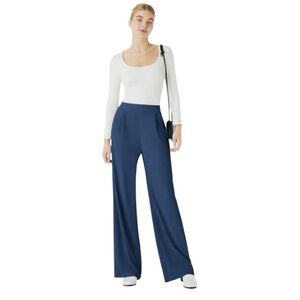 Halara Flex High Waisted Pocket Wide Leg Micro Waffle Work Pants SMALL Regular
